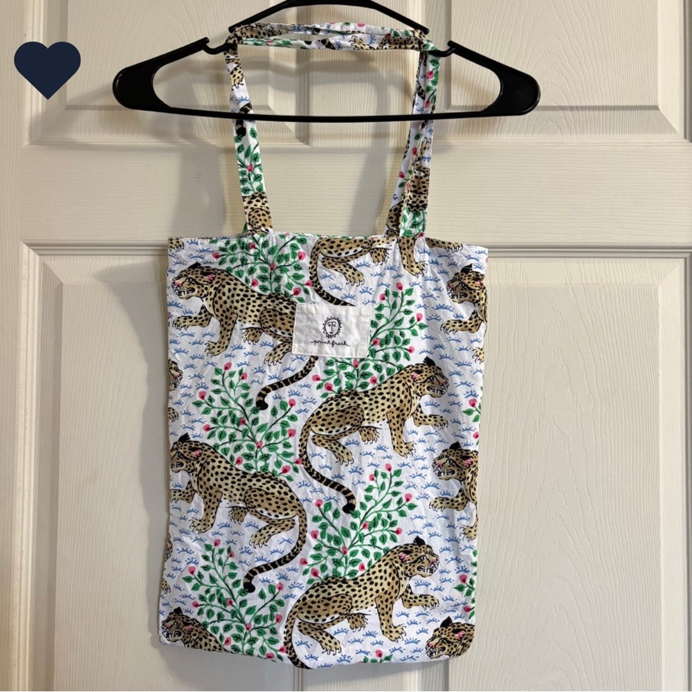 Printfresh Bagheera Blush Print Leopard Foliage Pattern organic cotton Tote Bag
